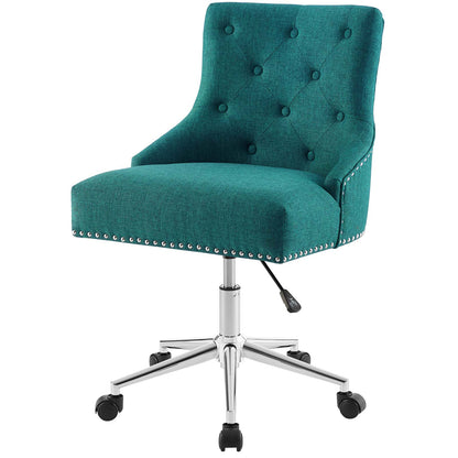 Regent Tufted Button Swivel Upholstered Fabric Office Chair, Fabric Aluminum, Aqua Blue, 17863