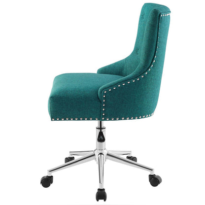 Regent Tufted Button Swivel Upholstered Fabric Office Chair, Fabric Aluminum, Aqua Blue, 17863