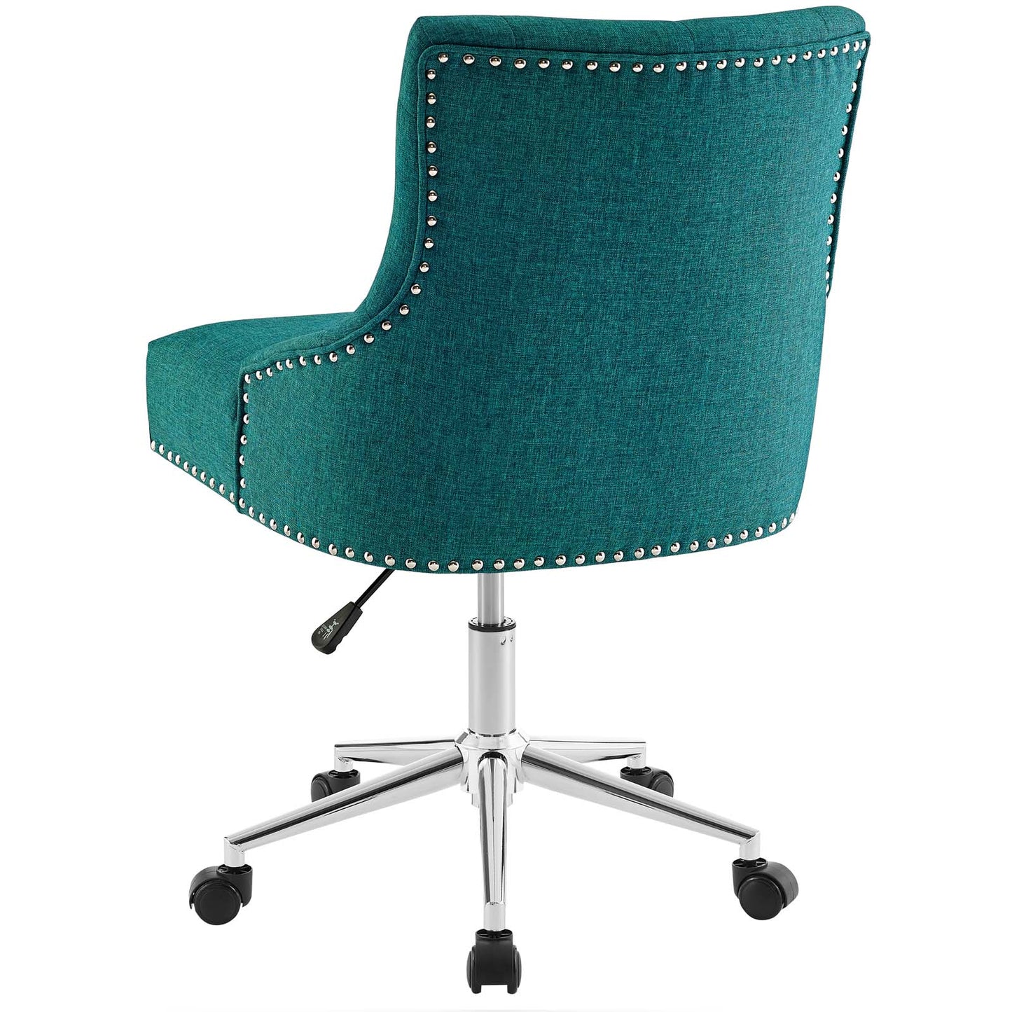 Regent Tufted Button Swivel Upholstered Fabric Office Chair, Fabric Aluminum, Aqua Blue, 17863