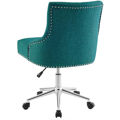 Regent Tufted Button Swivel Upholstered Fabric Office Chair, Fabric Aluminum, Aqua Blue, 17863