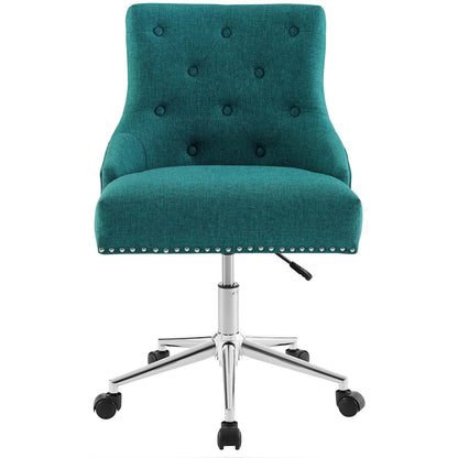 Regent Tufted Button Swivel Upholstered Fabric Office Chair, Fabric Aluminum, Aqua Blue, 17863
