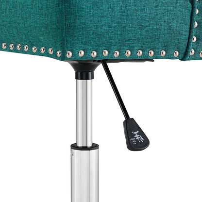 Regent Tufted Button Swivel Upholstered Fabric Office Chair, Fabric Aluminum, Aqua Blue, 17863