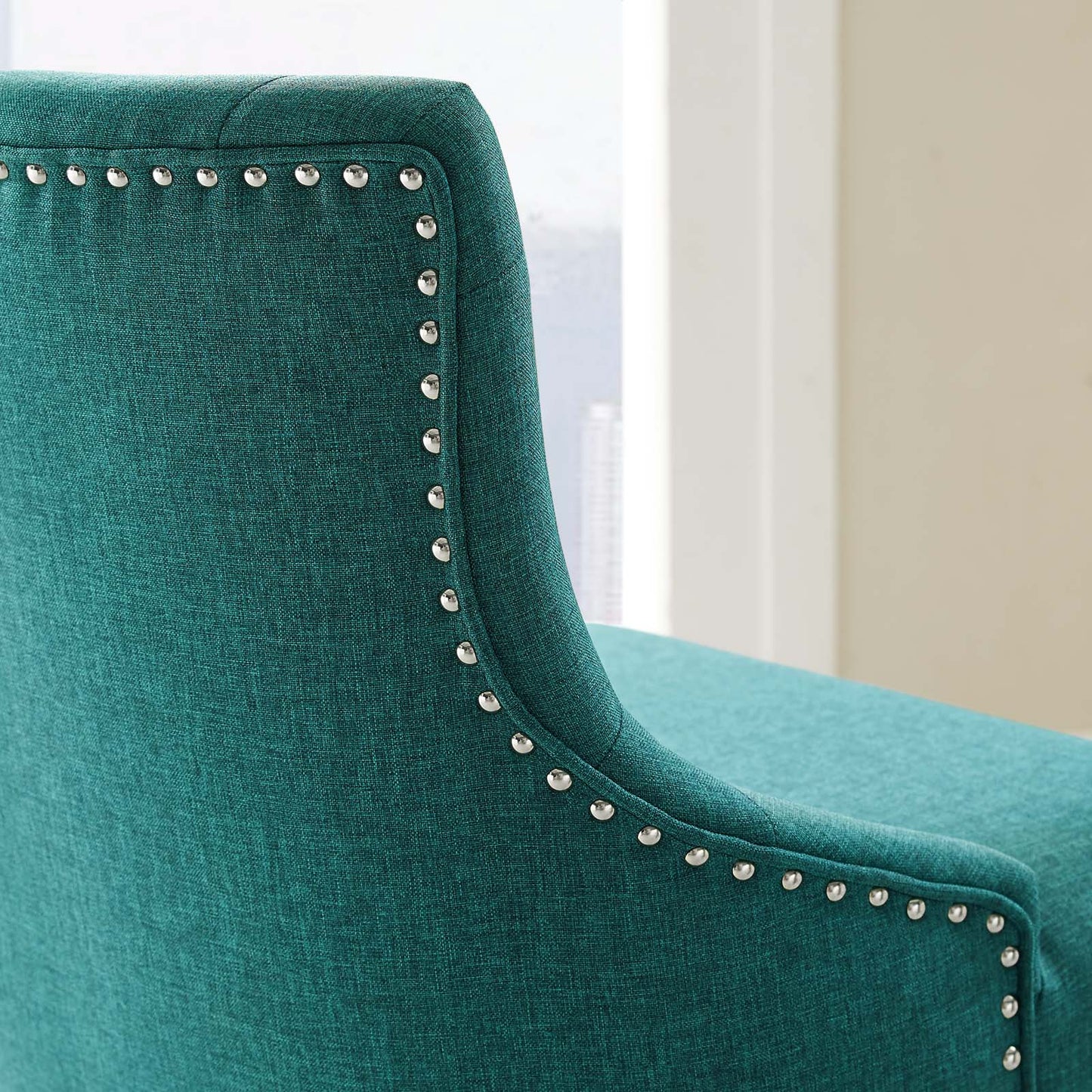 Regent Tufted Button Swivel Upholstered Fabric Office Chair, Fabric Aluminum, Aqua Blue, 17863