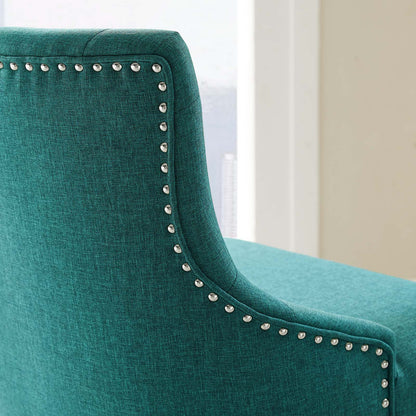 Regent Tufted Button Swivel Upholstered Fabric Office Chair, Fabric Aluminum, Aqua Blue, 17863
