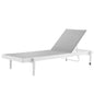 Charleston Outdoor Patio Chaise Lounge Chair, Aluminum, Metal, Steel, White Grey Gray, 18228