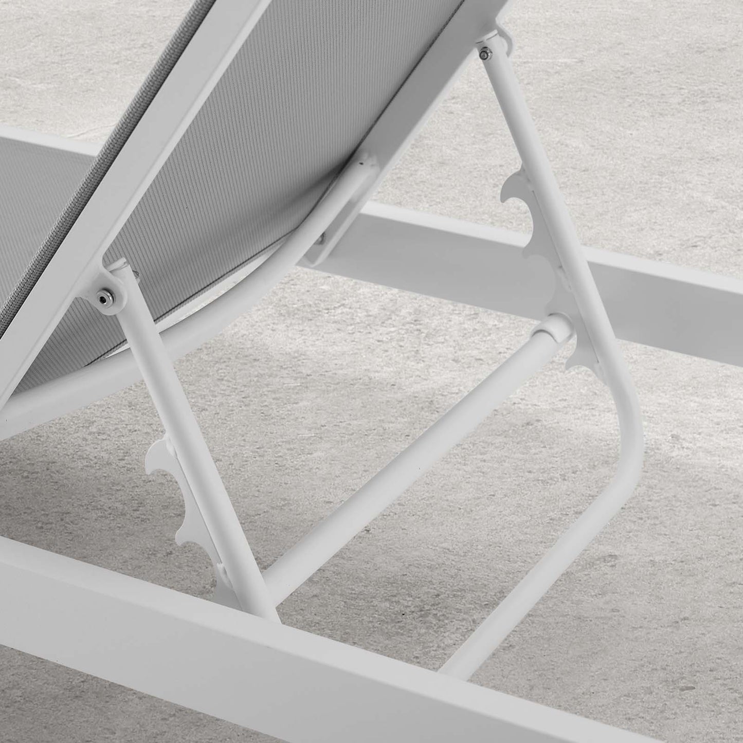 Charleston Outdoor Patio Chaise Lounge Chair, Aluminum, Metal, Steel, White Grey Gray, 18228