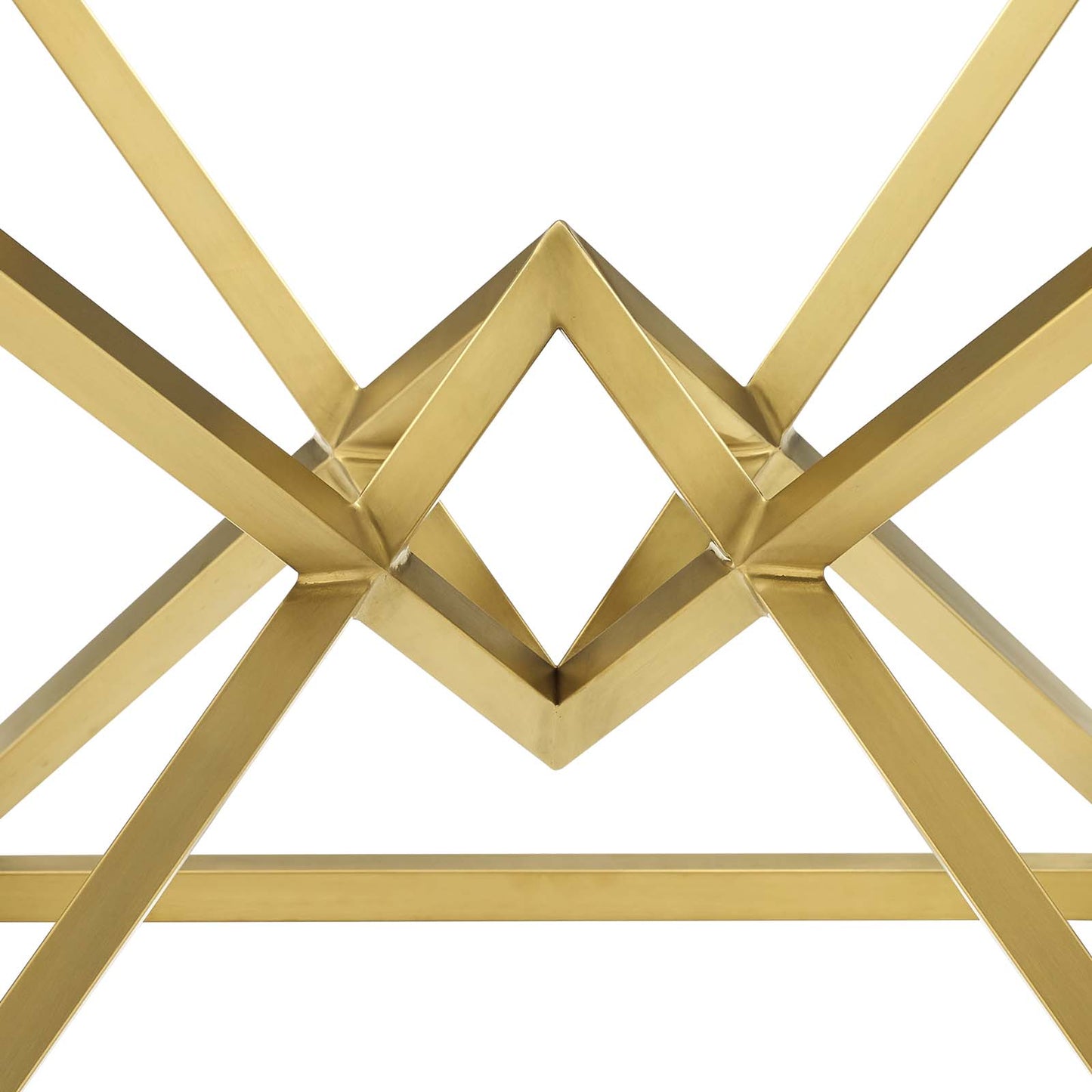 Point 25.5" Brushed Gold Metal Stainless Steel Side Table, Glass Metal Stainless Steel, Gold, 17864