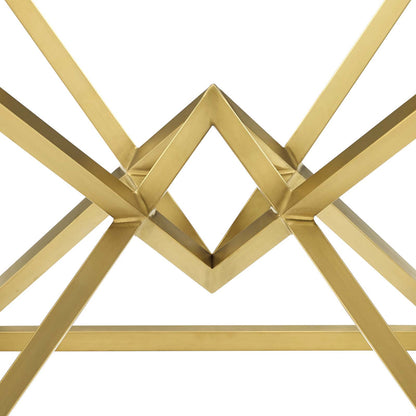 Point 25.5" Brushed Gold Metal Stainless Steel Side Table, Glass Metal Stainless Steel, Gold, 17864