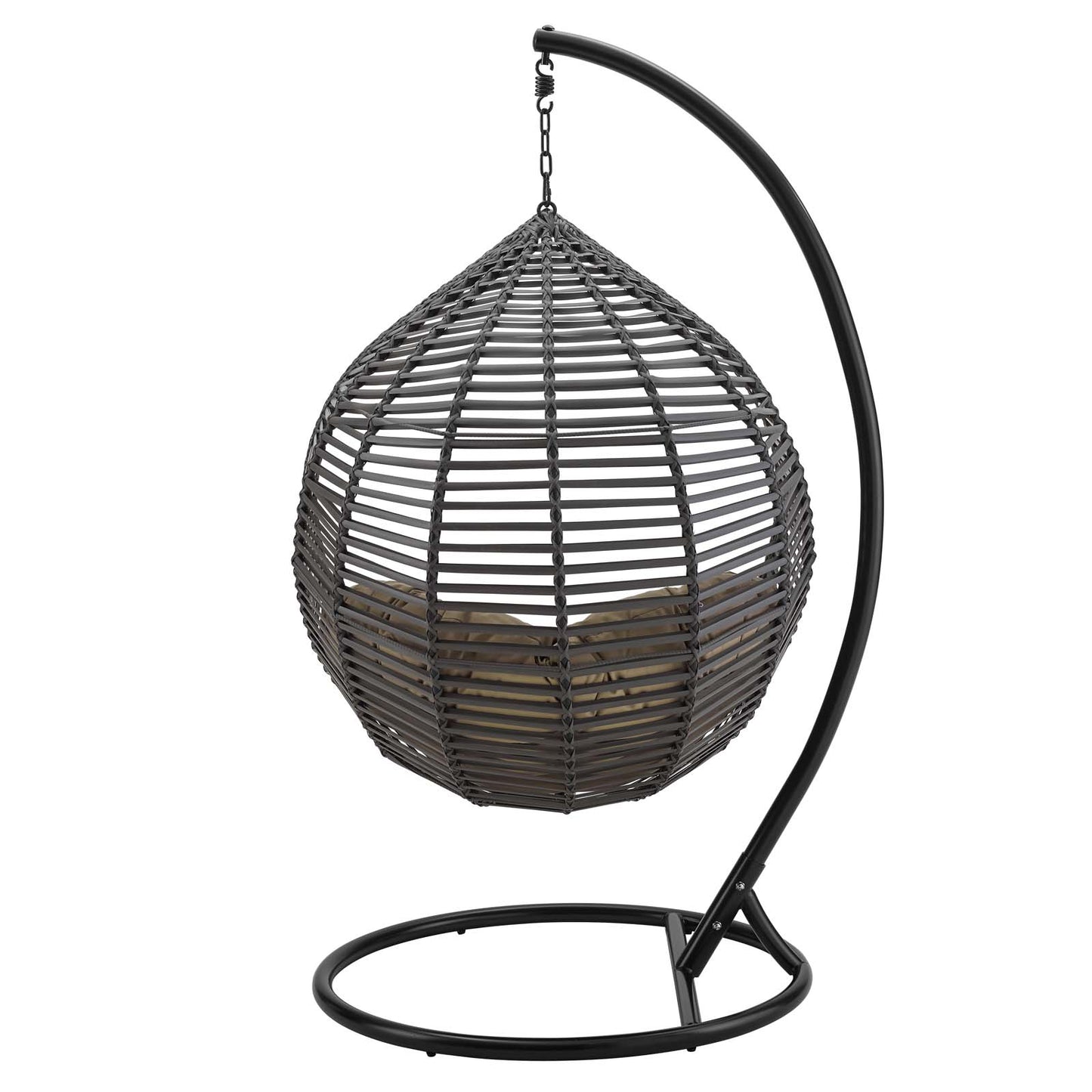 Garner Teardrop Outdoor Patio Swing Chair, Fabric Steel Metal, Grey Gray Brown, 17868