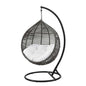 Garner Teardrop Outdoor Patio Swing Chair, Fabric Steel Metal, Grey Gray White, 17870