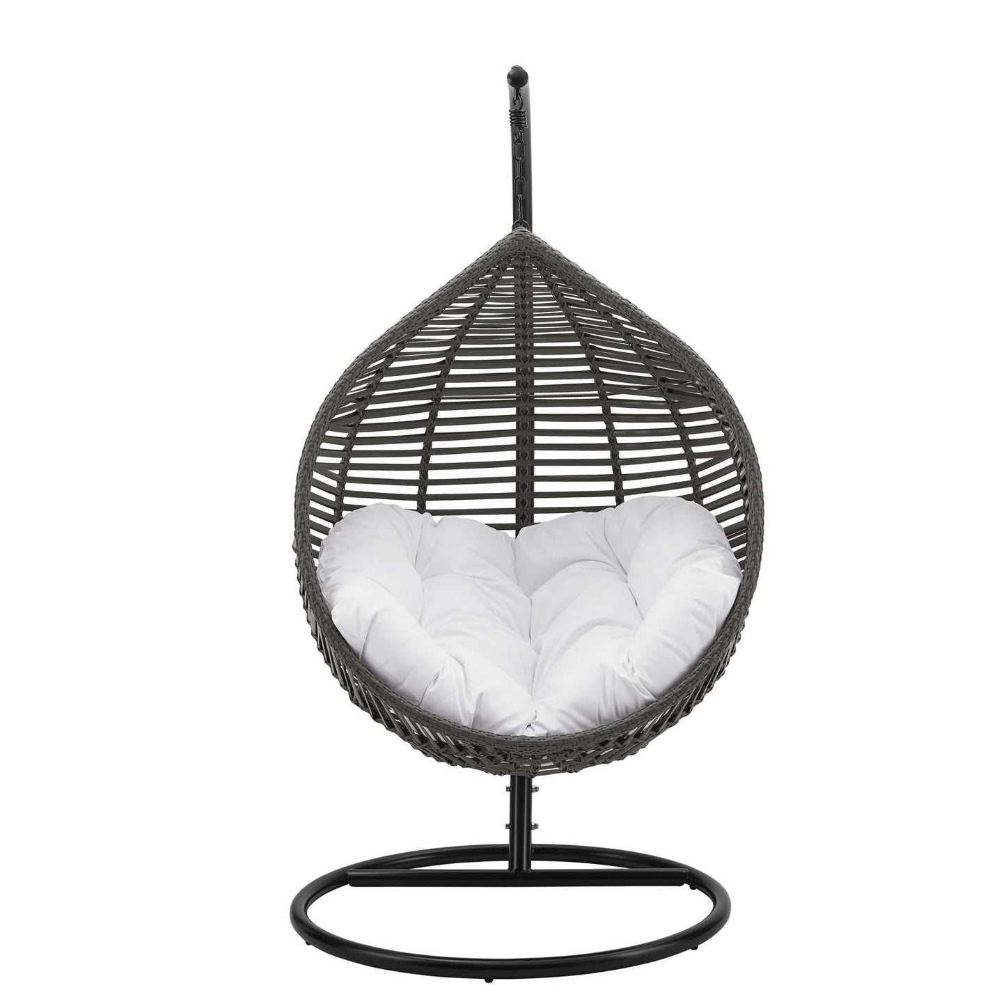 Garner Teardrop Outdoor Patio Swing Chair, Fabric Steel Metal, Grey Gray White, 17870