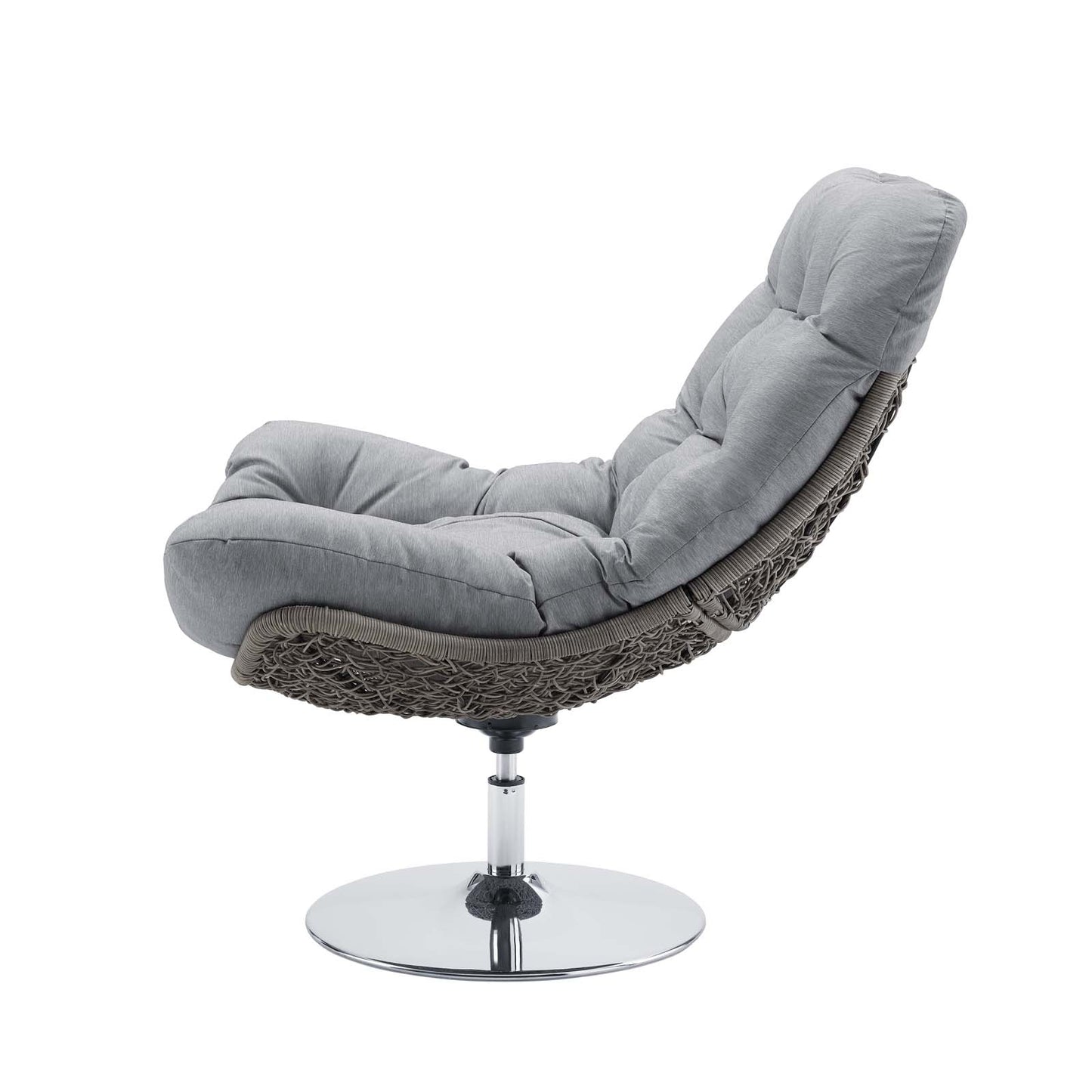 Brighton Wicker Rattan Outdoor Patio Swivel Lounge Chair, Rattan Wicker Fabric Metal, Grey Gray, 18009