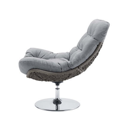 Brighton Wicker Rattan Outdoor Patio Swivel Lounge Chair, Rattan Wicker Fabric Metal, Grey Gray, 18009
