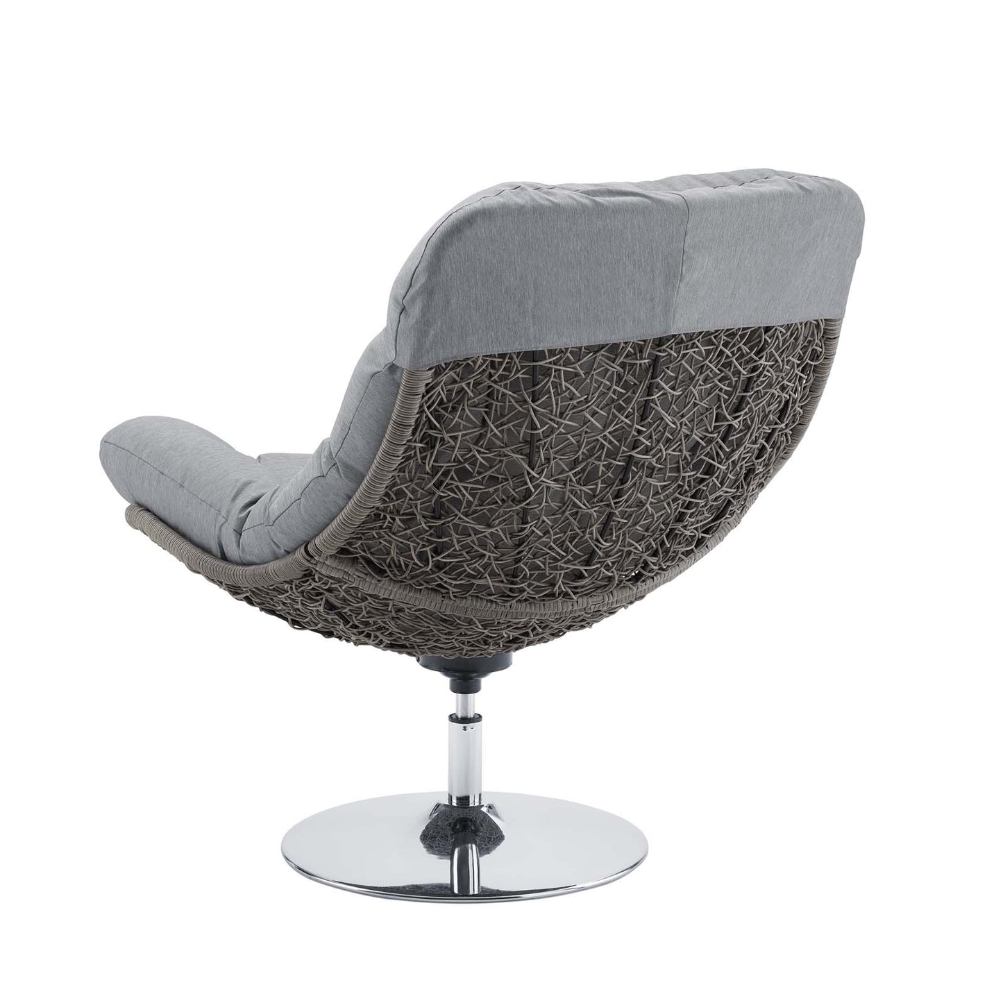 Brighton Wicker Rattan Outdoor Patio Swivel Lounge Chair, Rattan Wicker Fabric Metal, Grey Gray, 18009
