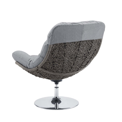 Brighton Wicker Rattan Outdoor Patio Swivel Lounge Chair, Rattan Wicker Fabric Metal, Grey Gray, 18009