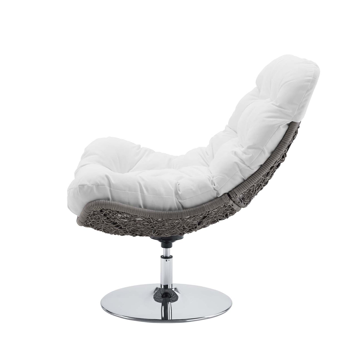 Brighton Wicker Rattan Outdoor Patio Swivel Lounge Chair, Rattan Wicker Fabric Metal, White, 18011