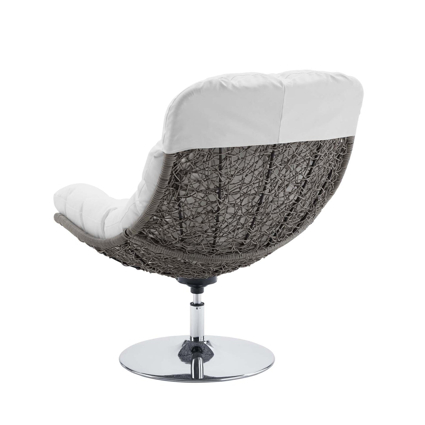 Brighton Wicker Rattan Outdoor Patio Swivel Lounge Chair, Rattan Wicker Fabric Metal, White, 18011