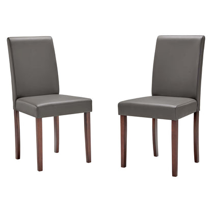 Prosper Faux Leather Dining Side Chair Set of 2, Faux Leather, Wood, Grey Gray, 18230