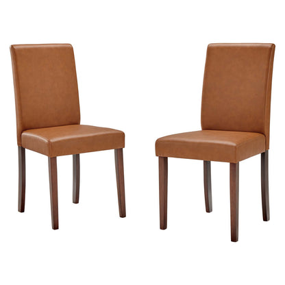 Prosper Faux Leather Dining Side Chair Set of 2, Faux Leather, Wood, Tan, 18231