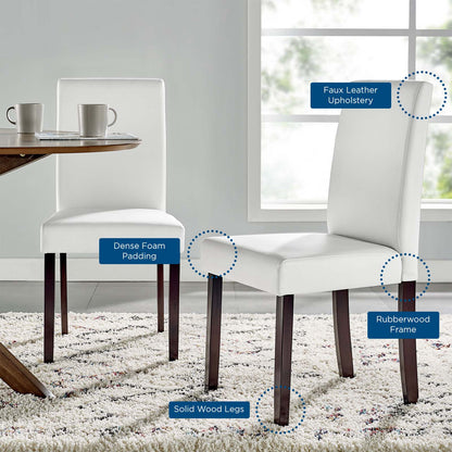 Prosper Faux Leather Dining Side Chair Set of 2, Faux Leather, Wood, White, 18232