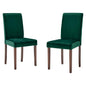 Prosper Upholstered Velvet Dining Side Chair Set of 2, Velvet, Wood, Green, 18237