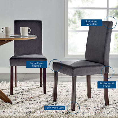 Prosper Upholstered Velvet Dining Side Chair Set of 2, Velvet, Wood, Grey Gray, 18238