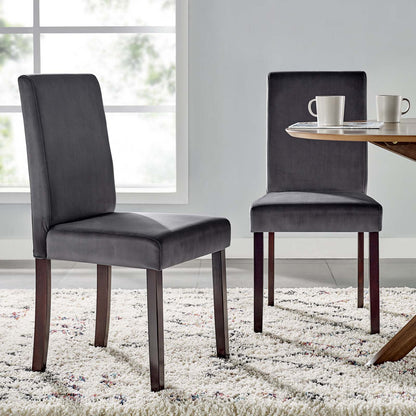 Prosper Upholstered Velvet Dining Side Chair Set of 2, Velvet, Wood, Grey Gray, 18238