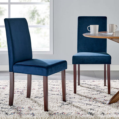 Prosper Upholstered Velvet Dining Side Chair Set of 2, Velvet, Wood, Blue Navy, 18239