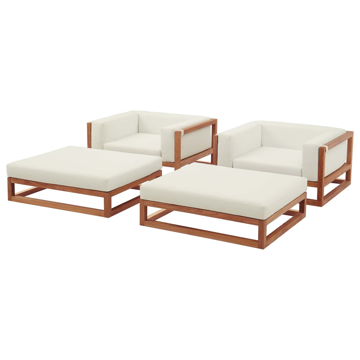 Newbury 4 Piece Outdoor Patio Set, Wood, Natural White, 17873