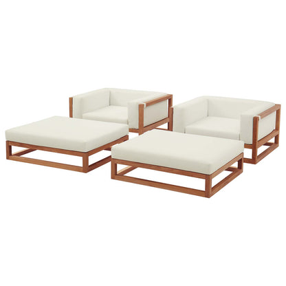 Newbury 4 Piece Outdoor Patio Set, Wood, Natural White, 17873