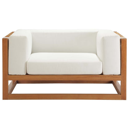 Newbury 4 Piece Outdoor Patio Set, Wood, Natural White, 17873