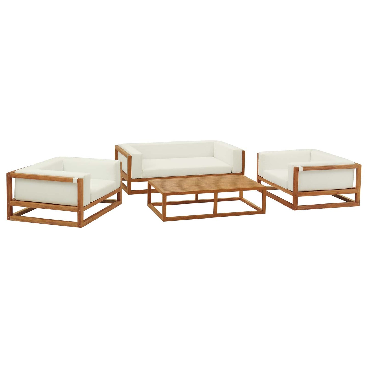 Newbury 4 Piece Outdoor Patio Set, Wood, Natural White, 17874