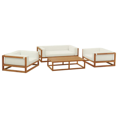 Newbury 4 Piece Outdoor Patio Set, Wood, Natural White, 17874