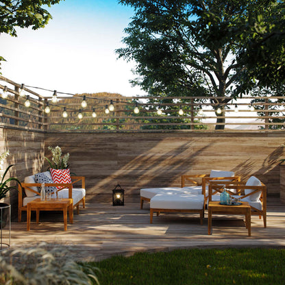 Northlake 7 Piece Outdoor Patio Premium Grade A Teak Wood Set, Wood, Natural White, 17876
