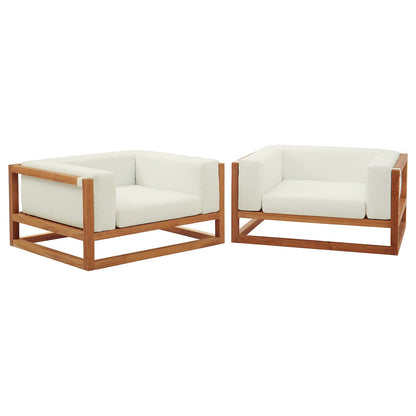 Newbury 2 Piece Outdoor Patio Set, Wood, Natural White, 17878