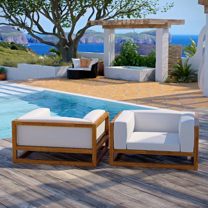 Newbury 2 Piece Outdoor Patio Set, Wood, Natural White, 17878