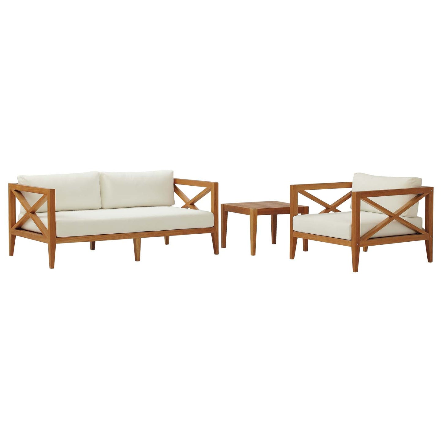 Northlake 3 Piece Outdoor Patio Premium Grade A Teak Wood Set, Wood , Natural White, 18012