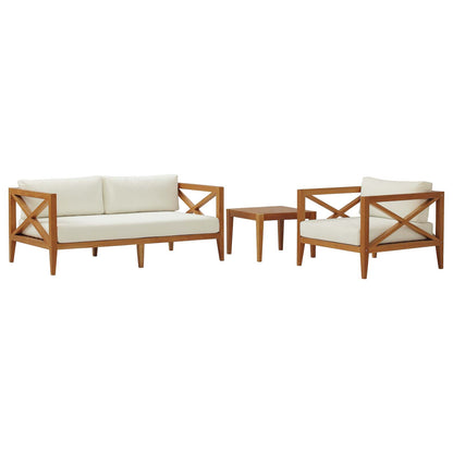 Northlake 3 Piece Outdoor Patio Premium Grade A Teak Wood Set, Wood , Natural White, 18012