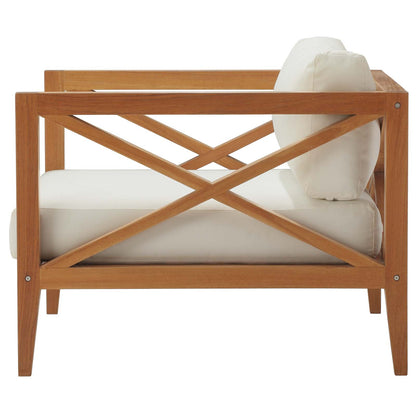 Northlake 3 Piece Outdoor Patio Premium Grade A Teak Wood Set, Wood , Natural White, 18012