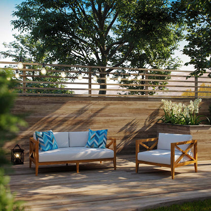 Northlake 2 Piece Outdoor Patio Premium Grade A Teak Wood Set, Wood , Natural White, 18013