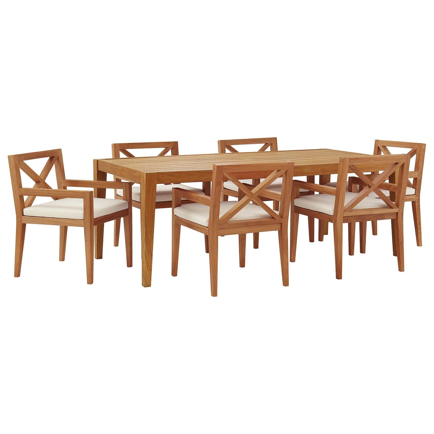 Northlake 7 Piece Outdoor Patio Premium Grade A Teak Wood Set, Wood , Natural White, 18015