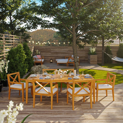 Northlake 7 Piece Outdoor Patio Premium Grade A Teak Wood Set, Wood , Natural White, 18015