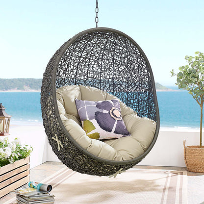 Hide Sunbrella® Fabric Swing Outdoor Patio Lounge Chair Without Stand, Grey Gray Beige, 18241