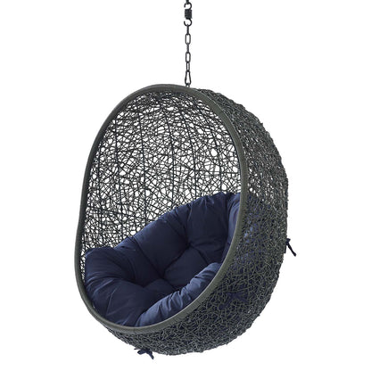 Hide Sunbrella® Fabric Swing Outdoor Patio Lounge Chair Without Stand, Grey Gray Blue Navy, 18243