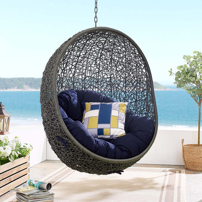 Hide Sunbrella® Fabric Swing Outdoor Patio Lounge Chair Without Stand, Grey Gray Blue Navy, 18243