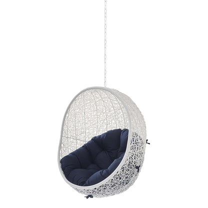 Hide Sunbrella® Fabric Swing Outdoor Patio Lounge Chair Without Stand, White Blue Navy, 18247
