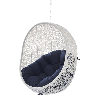 Hide Sunbrella® Fabric Swing Outdoor Patio Lounge Chair Without Stand, White Blue Navy, 18247
