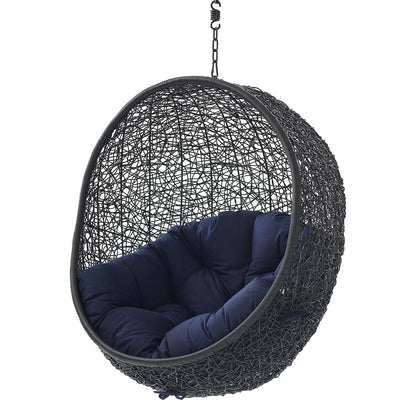 Encase Sunbrella® Fabric Swing Outdoor Patio Lounge Chair Without Stand, Black Navy Blue, 18251