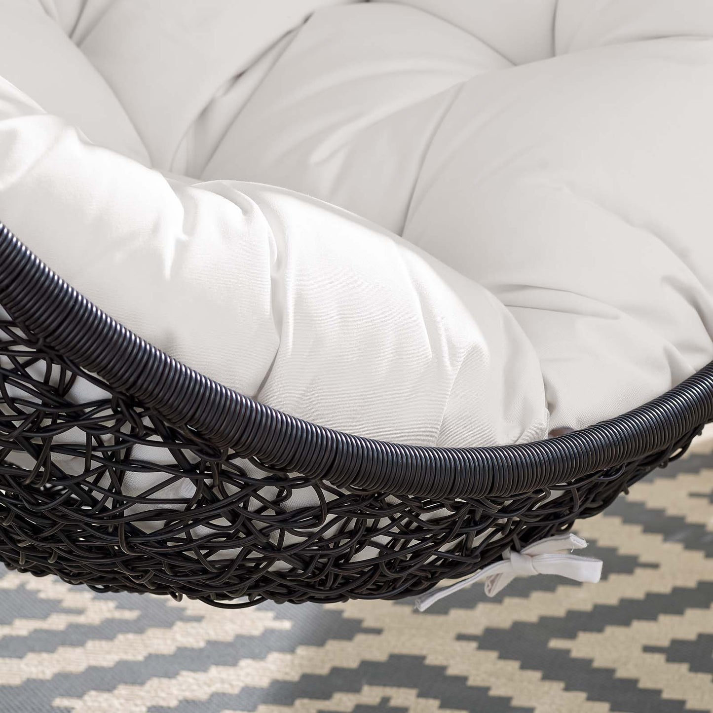 Encase Sunbrella® Fabric Swing Outdoor Patio Lounge Chair Without Stand, Black White, 18252