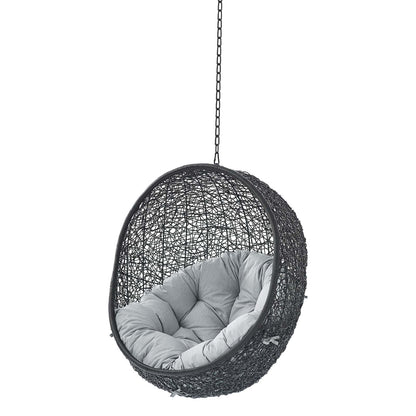 Encase Swing Outdoor Patio Lounge Chair Without Stand, Black Grey Gray, 18254